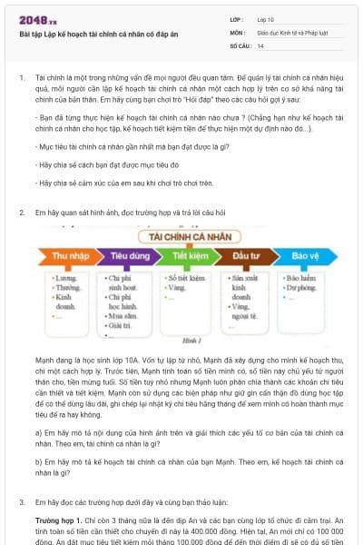 Bài tập Lập kế hoạch tài chính cá nhân có đáp án