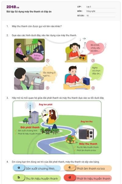 Bài tập Sử dụng máy thu thanh có đáp án