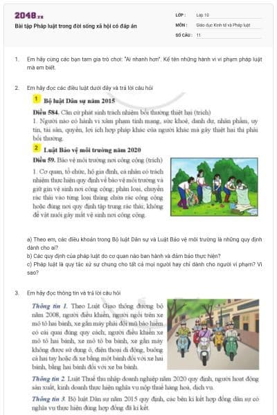 Bài tập Pháp luật trong đời sống xã hội có đáp án