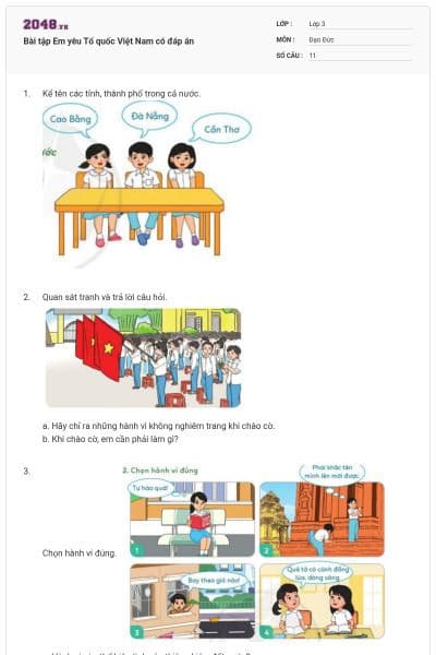 Bài tập Em yêu Tổ quốc Việt Nam có đáp án