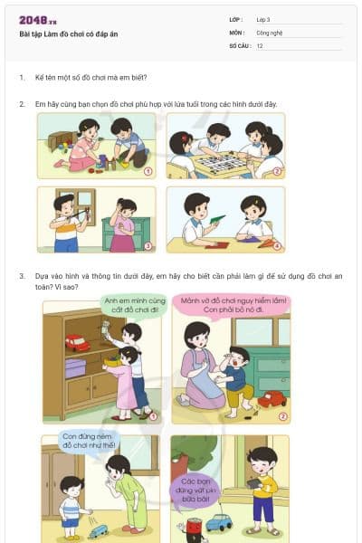 Bài tập Làm đồ chơi có đáp án