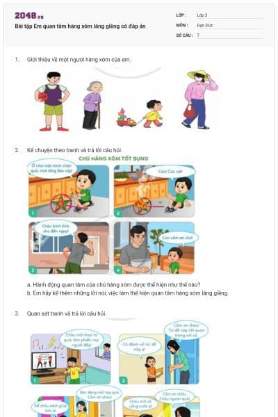 Bài tập Em quan tâm hàng xóm láng giềng có đáp án