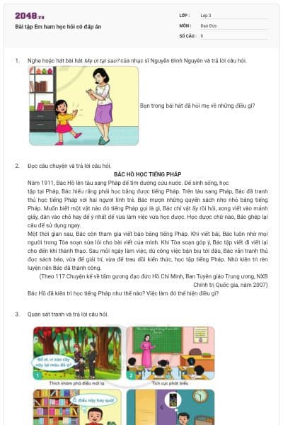 Bài tập Em ham học hỏi có đáp án