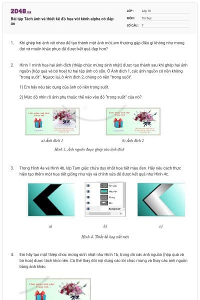 Bài tập Tách ảnh và thiết kế đồ họa với kênh alpha có đáp án