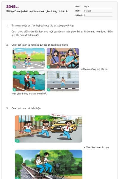 Bài tập Em nhận biết quy tắc an toàn giao thông có đáp án