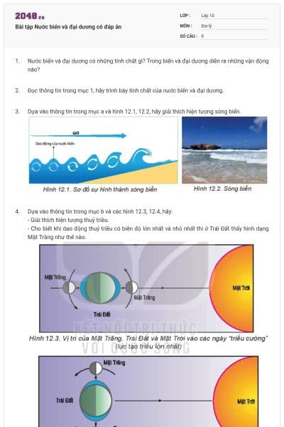 Bài tập Nước biển và đại dương có đáp án