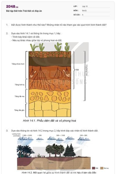 Bài tập Đất trên Trái Đất có đáp án