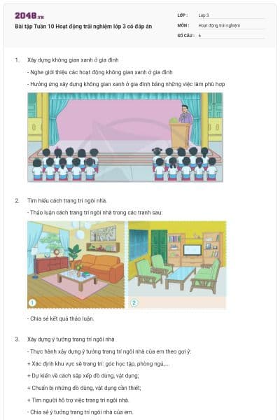 Bài tập Tuần 10 Hoạt động trải nghiệm lớp 3 có đáp án