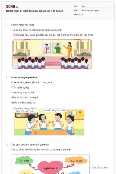 Bài tập Tuần 17 Hoạt động trải nghiệm lớp 3 có đáp án