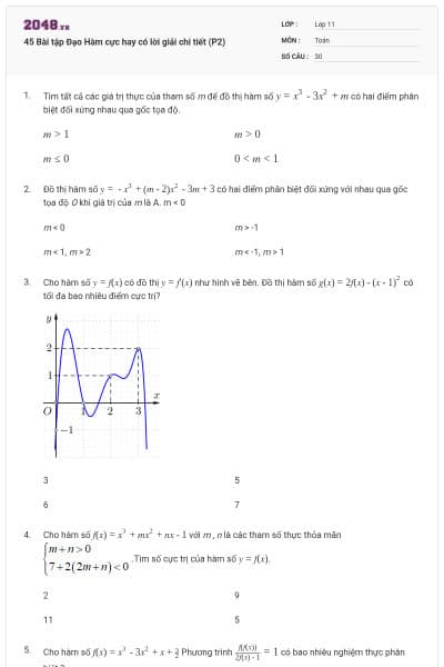 45 Bài tập Đạo Hàm cực hay có lời giải chi tiết (P2)