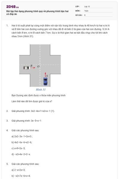 Bài tập Hai dạng phương trình quy về phương trình bậc hai có đáp án