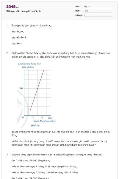 Bài tập cuối chương III có đáp án