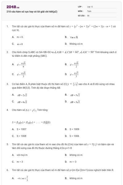 210 câu hàm số cực hay có lời giải chi tiết(p2)