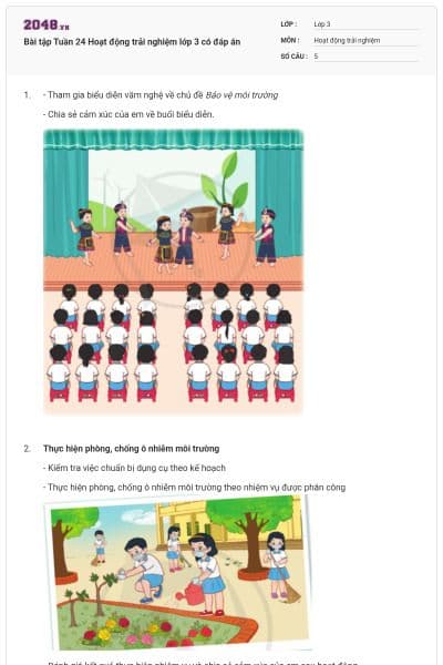 Bài tập Tuần 24 Hoạt động trải nghiệm lớp 3 có đáp án