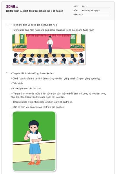 Bài tập Tuần 27 Hoạt động trải nghiệm lớp 3 có đáp án
