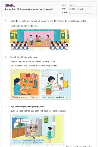Bài tập Tuần 28 Hoạt động trải nghiệm lớp 3 có đáp án