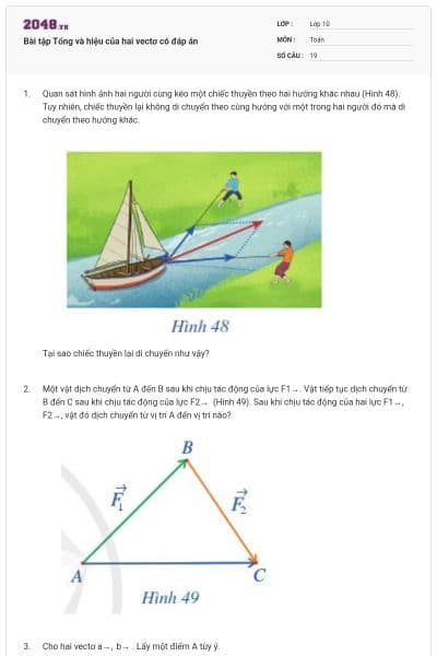 Bài tập Tổng và hiệu của hai vectơ có đáp án