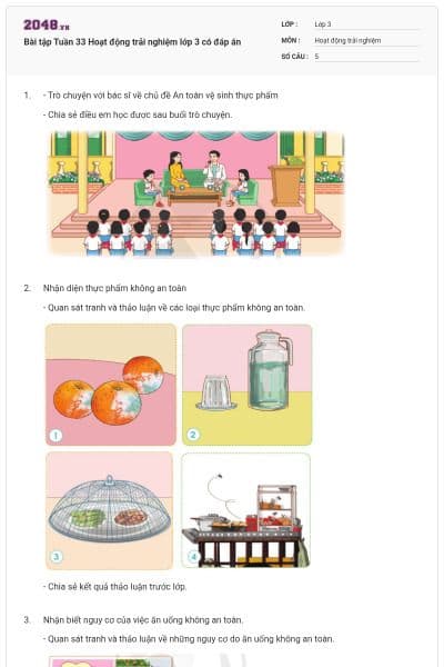 Bài tập Tuần 33 Hoạt động trải nghiệm lớp 3 có đáp án