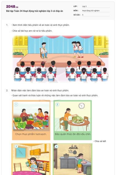 Bài tập Tuần 34 Hoạt động trải nghiệm lớp 3 có đáp án
