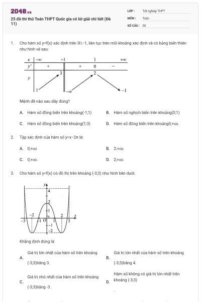 25 đề thi thử Toán THPT Quốc gia có lời giải chi tiết (Đề 11)