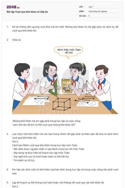 Bài tập Vượt qua khó khan có đáp án