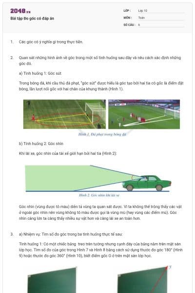 Bài tập Đo góc có đáp án