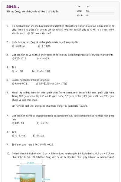 Bài tập Cộng, trừ, nhân, chia số hữu tỉ có đáp án