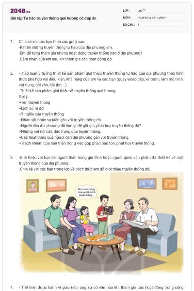 Bài tập Tự hào truyền thống quê hương có đáp án