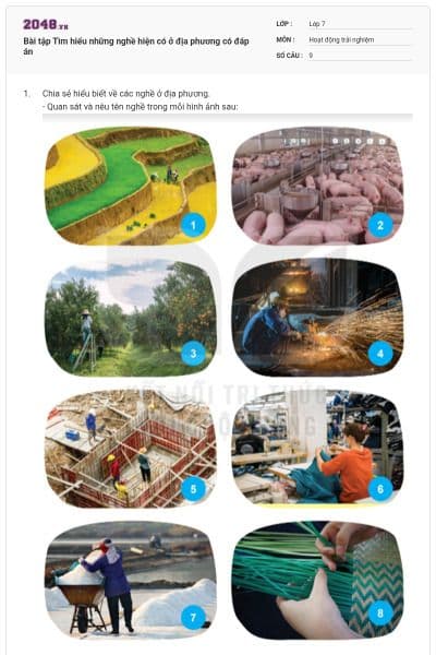 Bài tập Tìm hiểu những nghề hiện có ở địa phương có đáp án