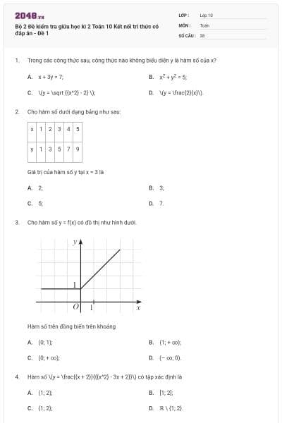 Bộ 2 Đề kiểm tra giữa học kì 2 Toán 10 Kết nối tri thức có đáp án - Đề 1