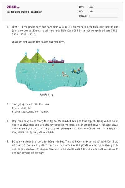 Bài tập cuối chương I có đáp án