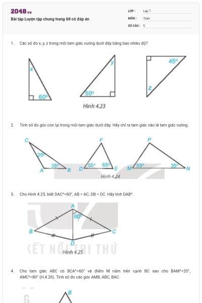 Bài tập Luyện tập chung trang 68 có đáp án