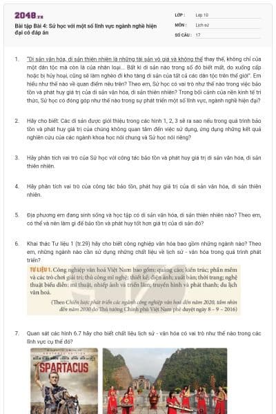 Bài tập Bài 4: Sử học với một số lĩnh vực ngành nghề hiện đại có đáp án