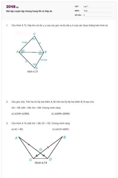 Bài tập Luyện tập chung trang 86 có đáp án