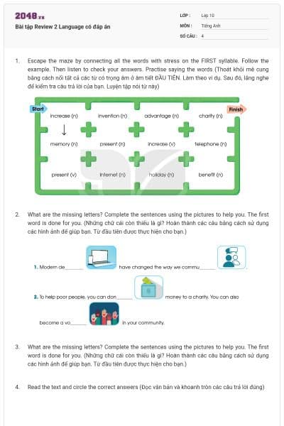 Bài tập Review 2 Language có đáp án