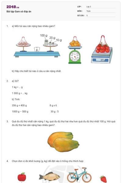 Bài tập Gam có đáp án