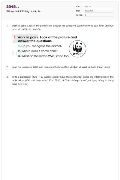 Bài tập Unit 9 Writing có đáp án