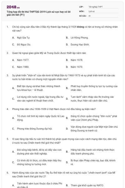 Tổng hợp đề thi thử THPTQG 2019 Lịch sử cực hay có lời giải chi tiết (P1)