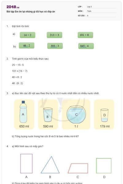 Bài tập Em ôn lại những gì đã học có đáp án
