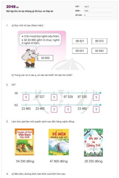 Bài tập Em ôn lại những gì đã học có đáp án