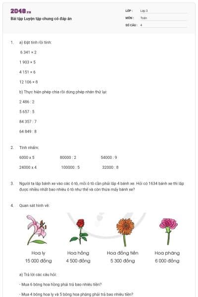 Bài tập Luyện tập chung có đáp án