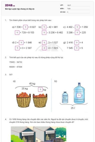 Bài tập Luyện tập chung có đáp án