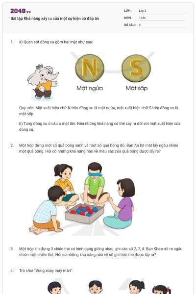 Bài tập Khả năng xảy ra của một sự kiện có đáp án