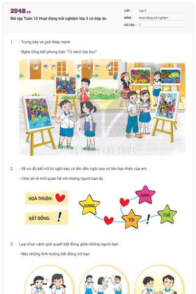 Bài tập Tuần 10 Hoạt động trải nghiệm lớp 3 có đáp án