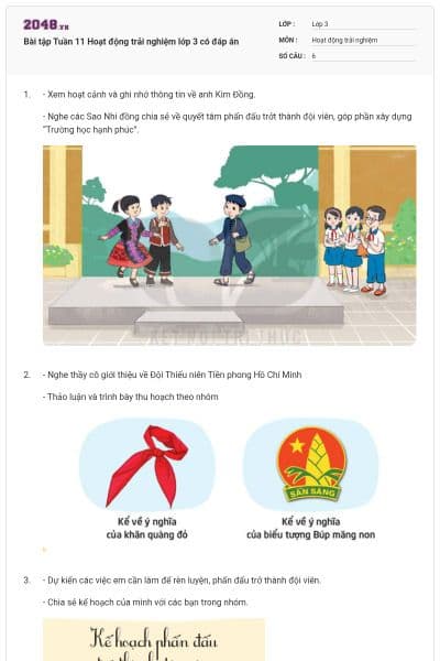 Bài tập Tuần 11 Hoạt động trải nghiệm lớp 3 có đáp án