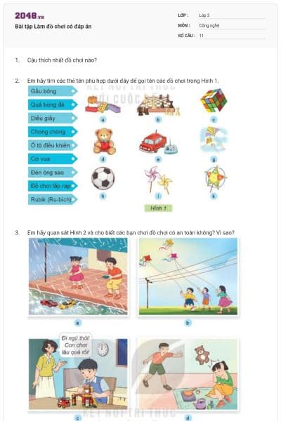 Bài tập Làm đồ chơi có đáp án