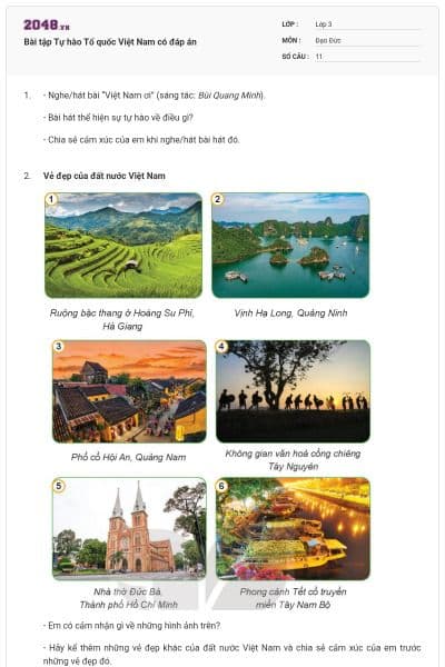 Bài tập Tự hào Tổ quốc Việt Nam có đáp án