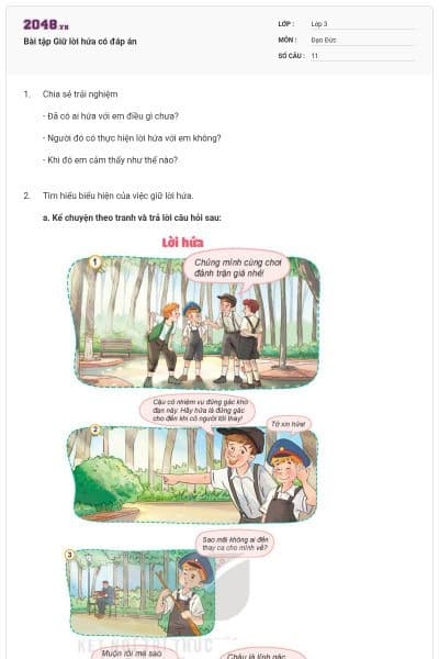 Bài tập Giữ lời hứa có đáp án