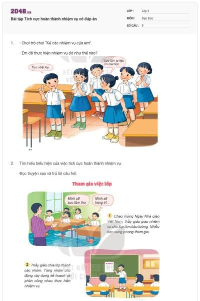 Bài tập Tích cực hoàn thành nhiệm vụ có đáp án