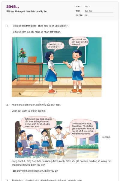 Bài tập Khám phá bản thân có đáp án